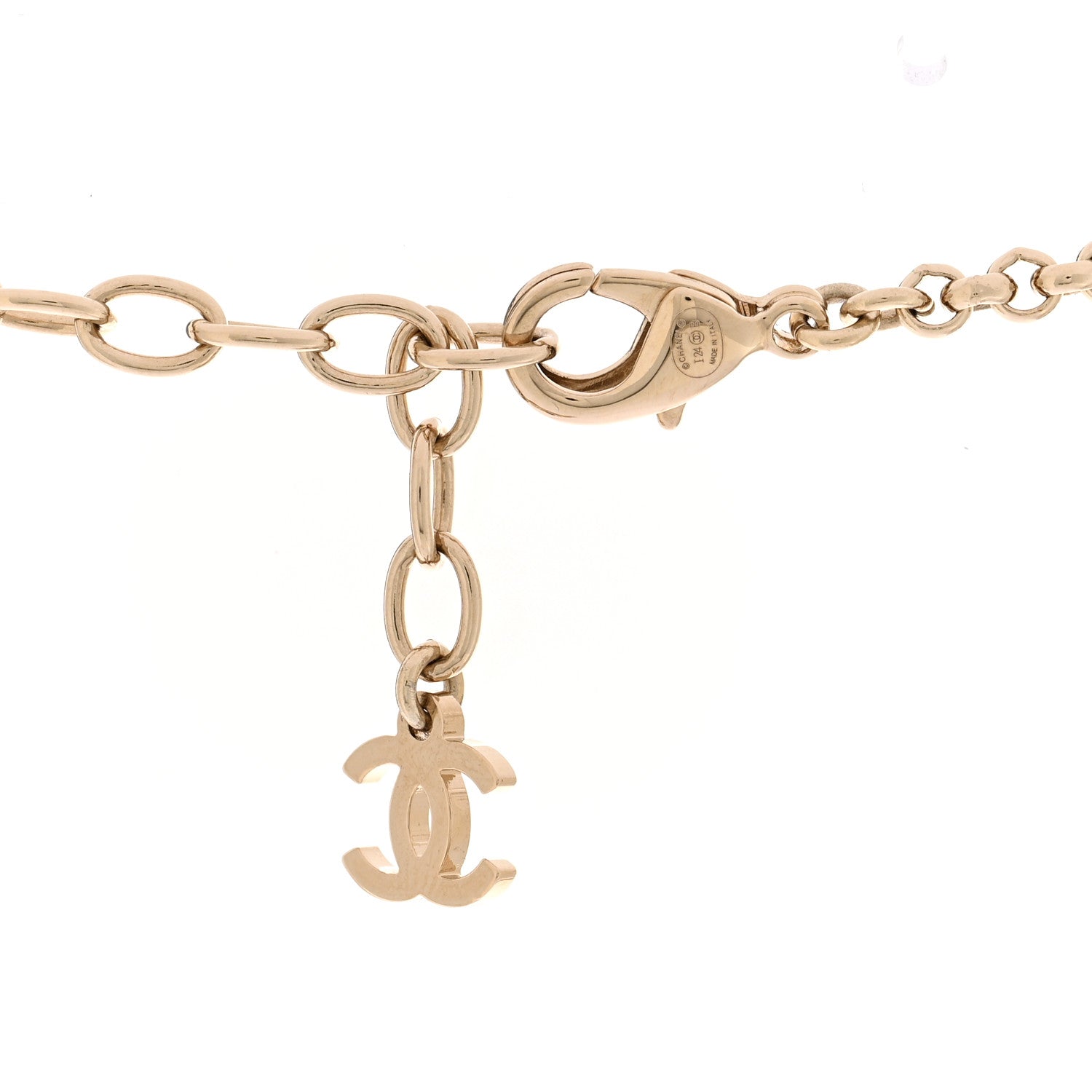 Chanel Metal Enamel CC Pendant Necklace Pink Gold 5 of 6