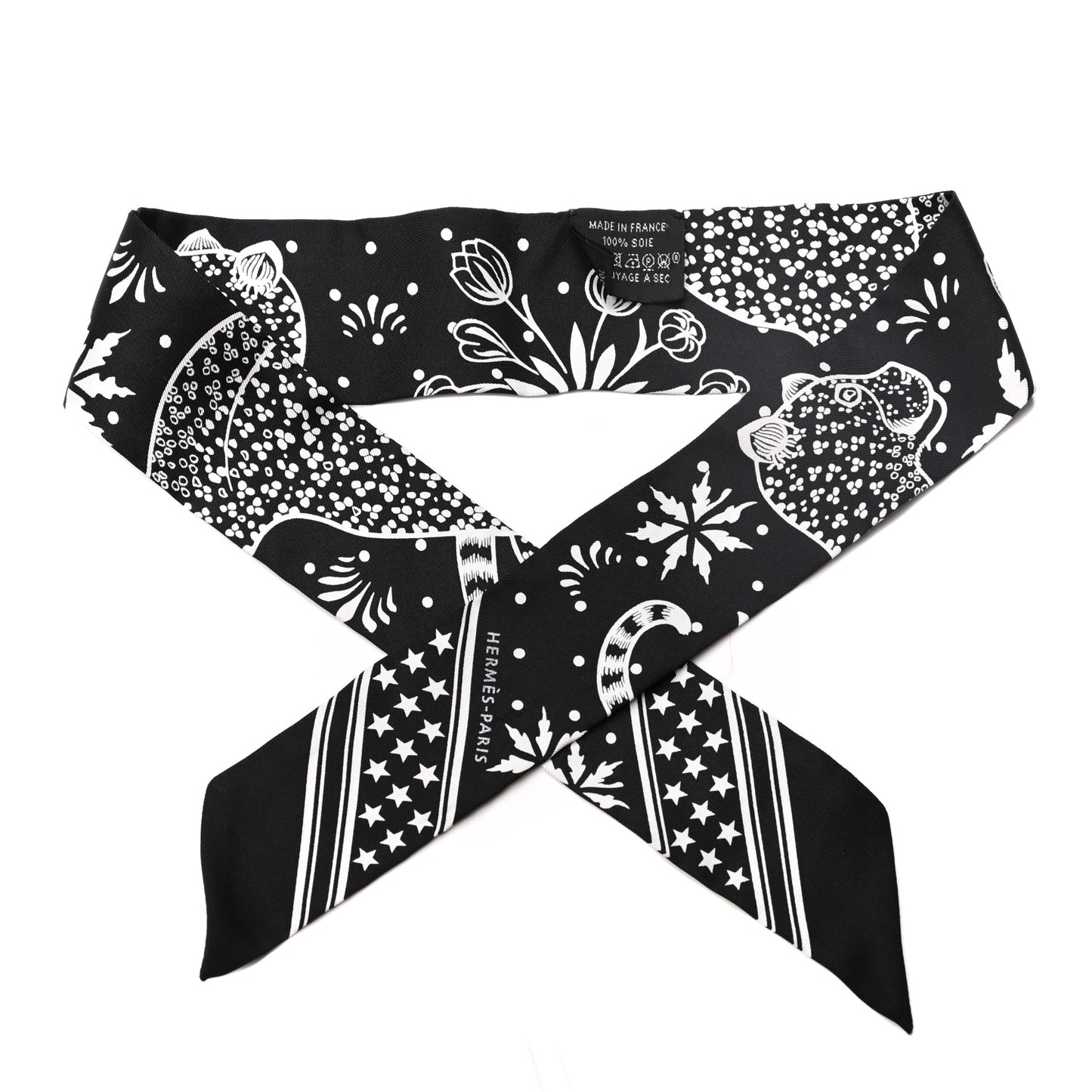 Silk Les Leopards Twilly Black White