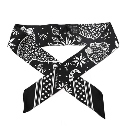 Hermes Silk Les Leopards Twilly Black White 1 of 4