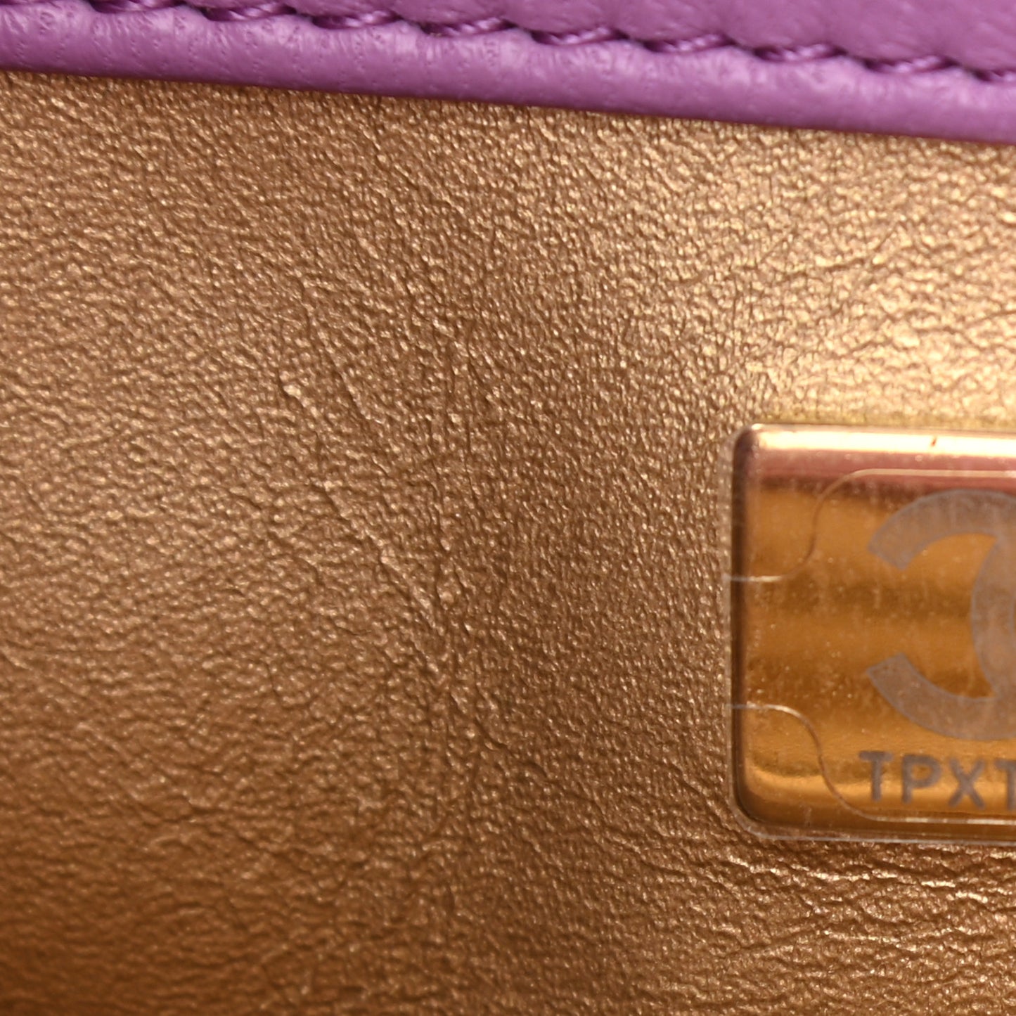 Lambskin Quilted Mini Pearl Crush Flap Purple