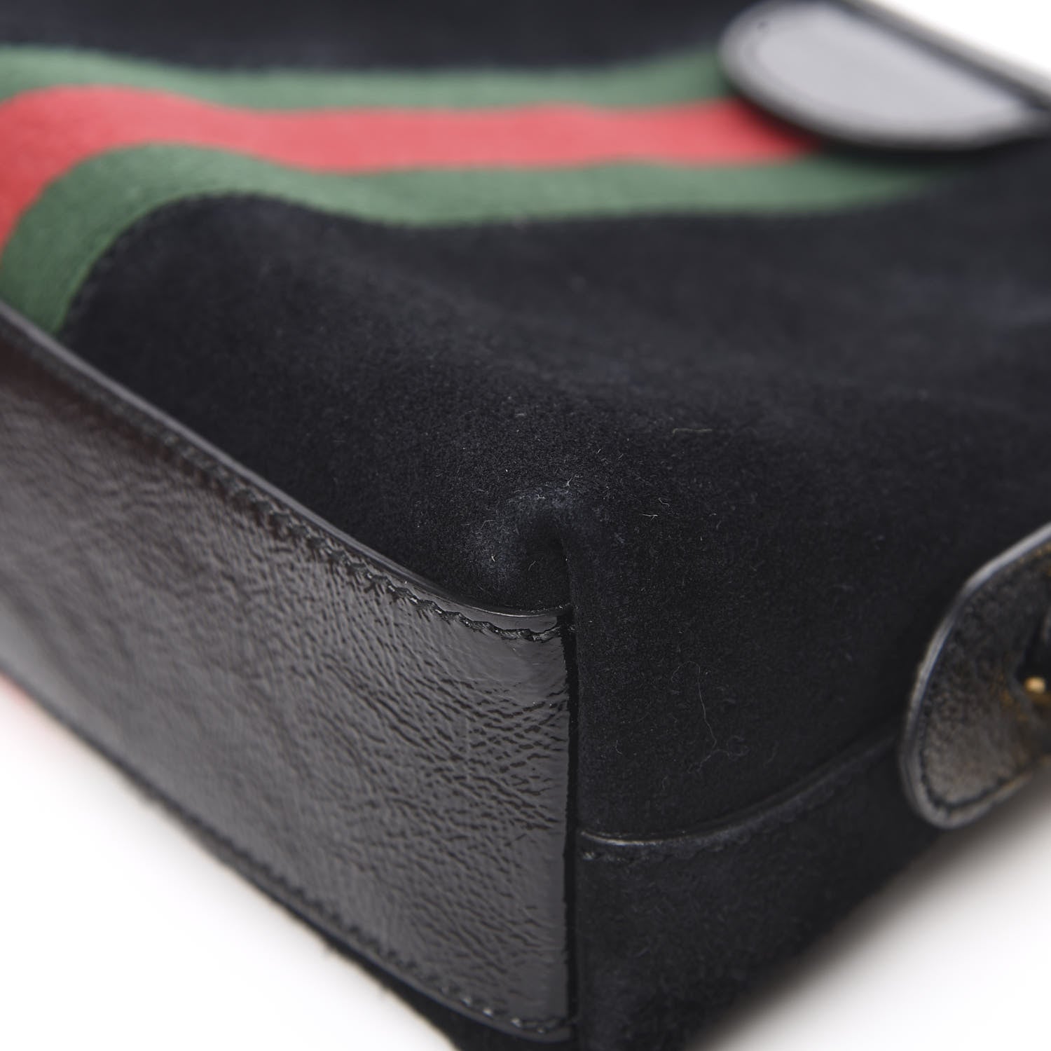 Gucci Suede Patent Web GG Small Ophidia Dome Shoulder Bag Black 10 of 11