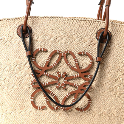 Loewe Calfskin Raffia Small Anagram Basket Tote Bag Natural Tan 13 of 17
