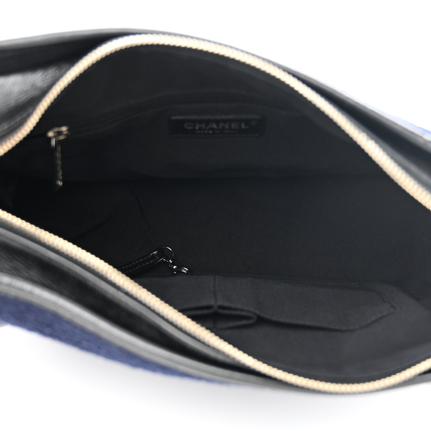 Chanel Calfskin Wool Embroidered Paris Hamburg Medium Gabrielle Hobo Dark Navy Blue 5 of 13