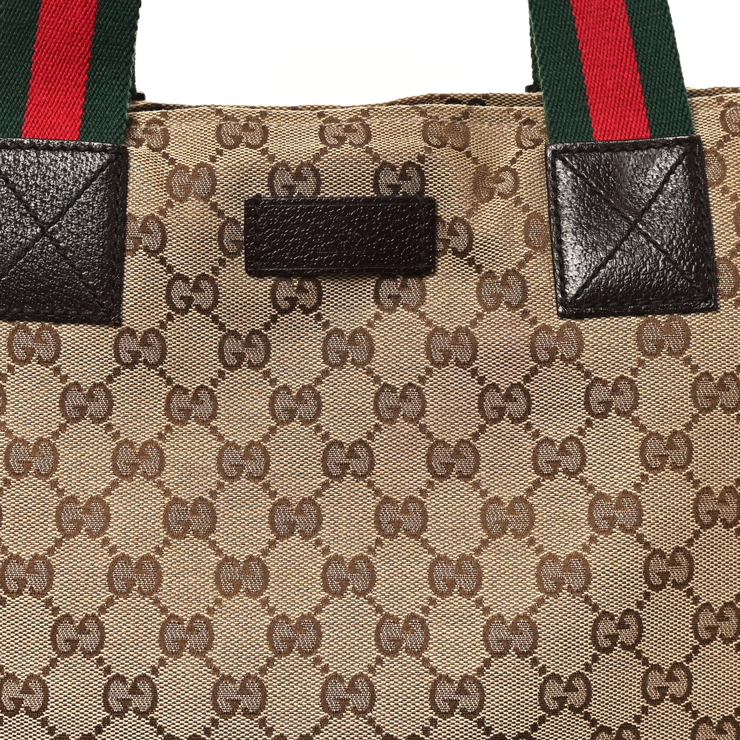 GG Monogram Large Web Handle Vertical Tote Dark Brown