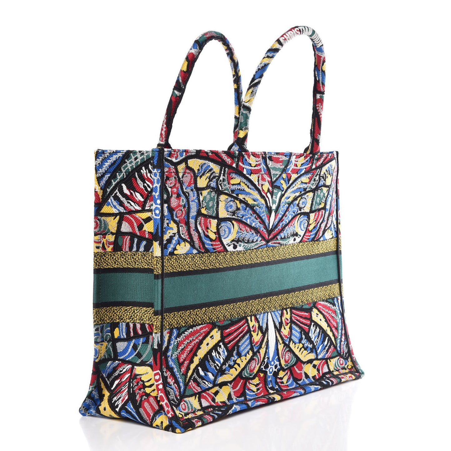 Canvas Embroidered Butterfly Book Tote Black Multicolor