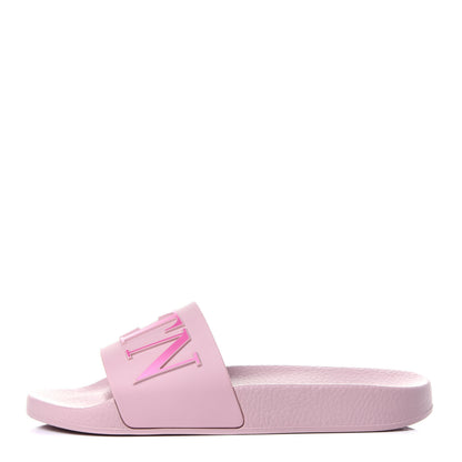 Valentino Garavani Rubber VLTN Pool Slide Sandals 36 Water Rose 1 of 10