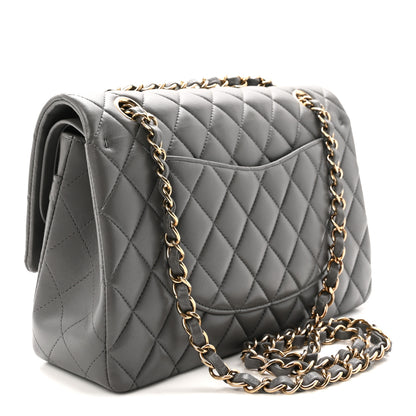 Chanel Lambskin Quilted Medium Double Flap Grey 3 of 10