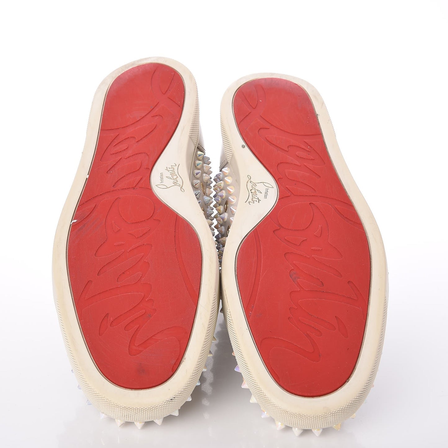 Mens Calfskin Louis Spikes Flat Sneakers 43.5 Light Gray