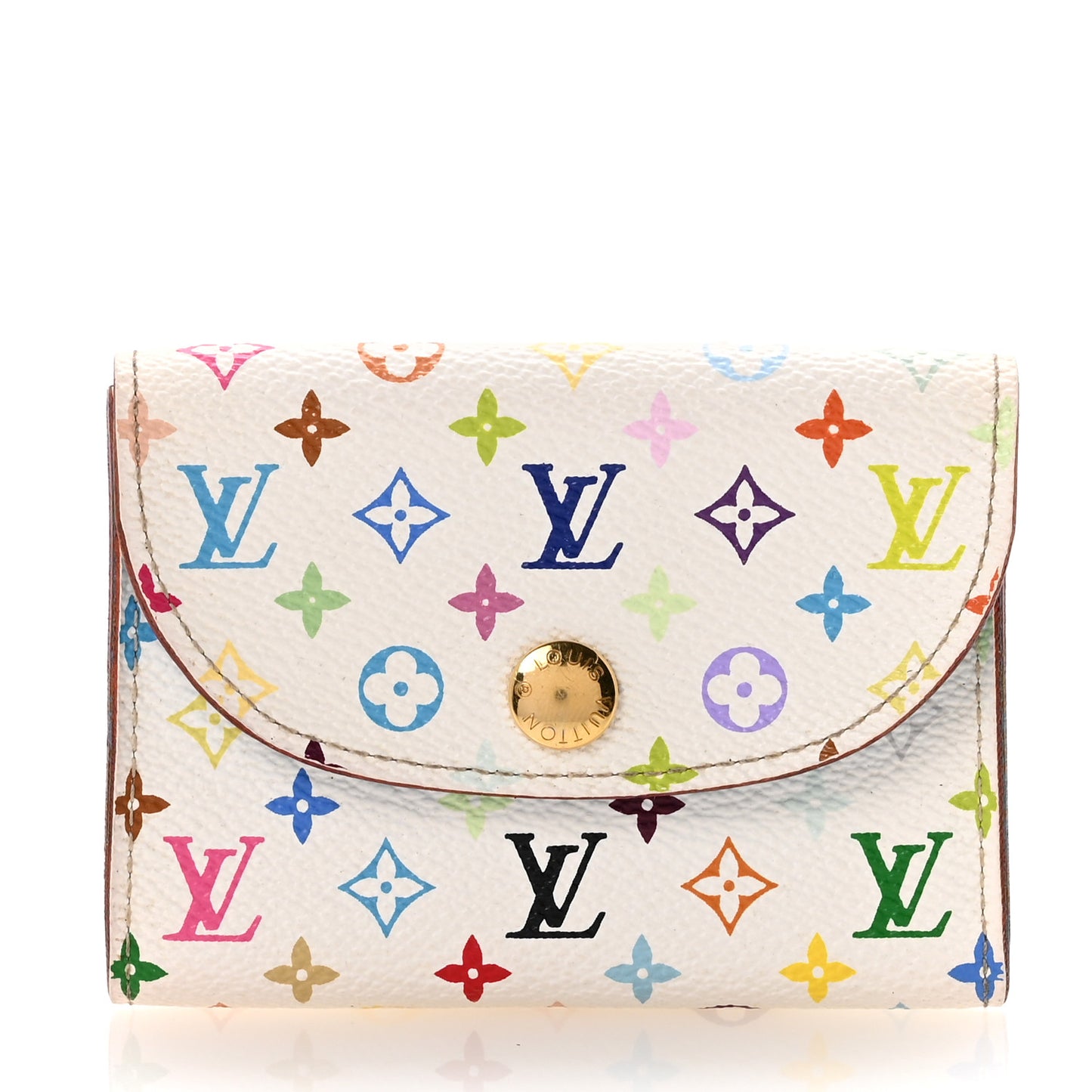 Monogram Multicolor Business Card Holder White Raisin