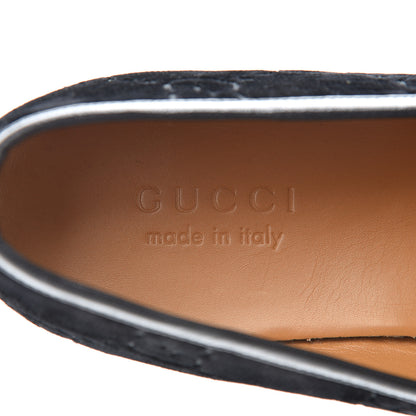 Gucci Velvet GG Monogram Horsebit Mens Jordaan Loafers 8.5 Blue 7 of 14