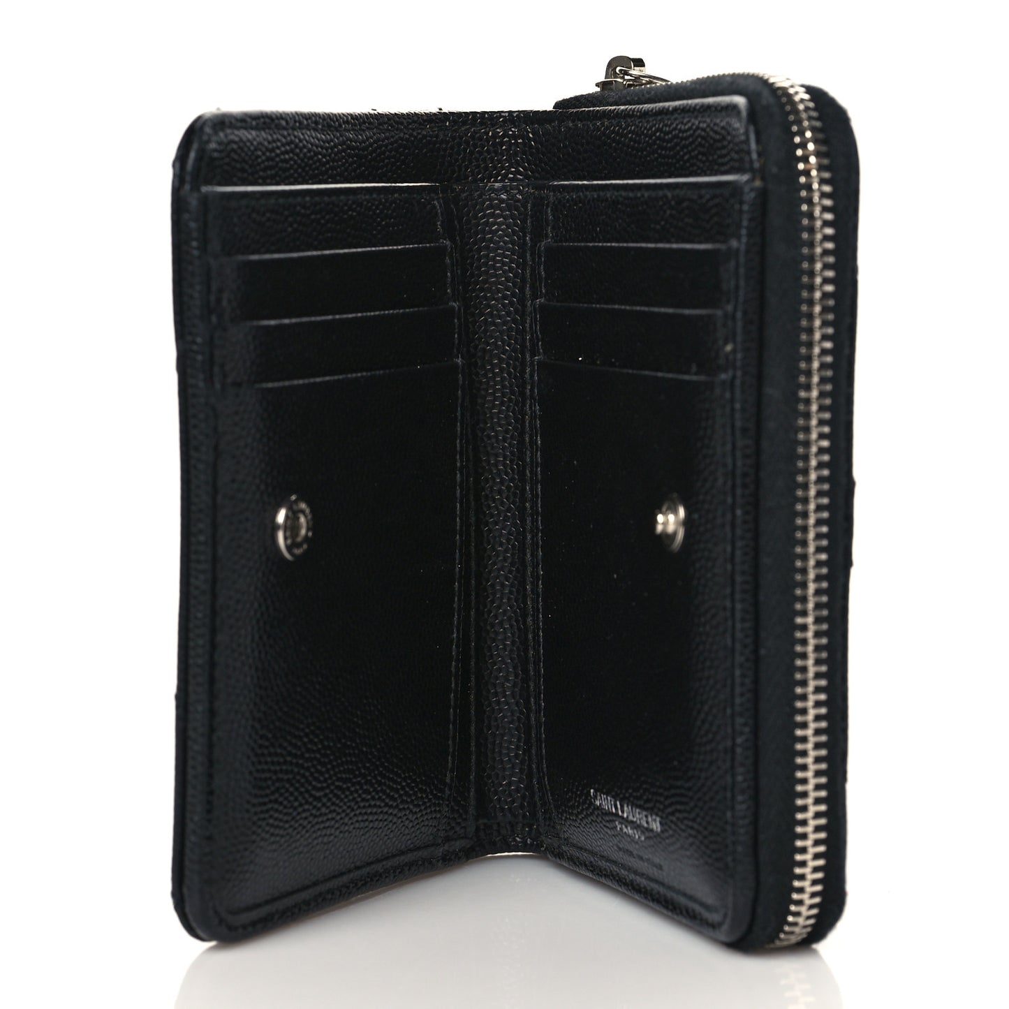 Grain De Poudre Matelasse Chevron Monogram Compact Zip Around Wallet Black