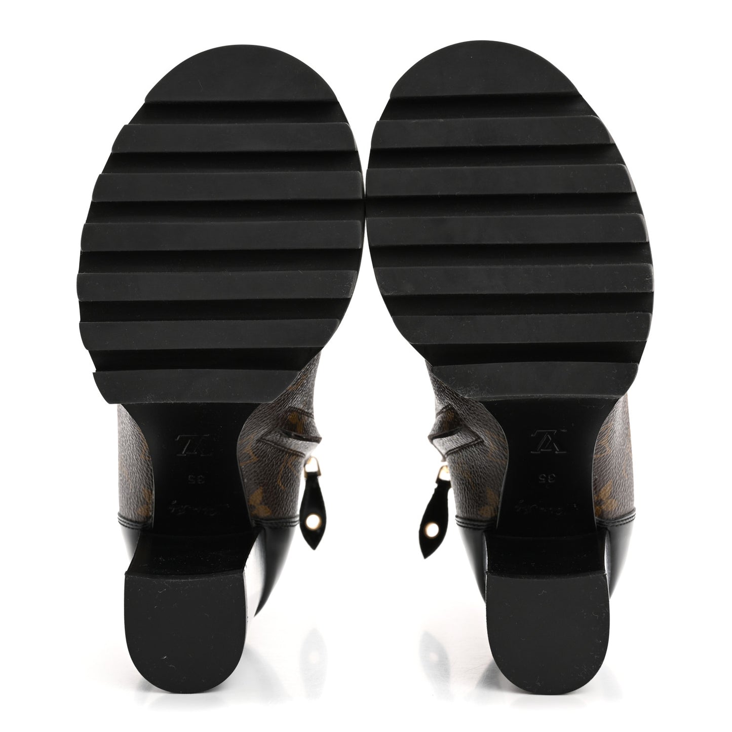 Patent Calfskin Monogram Star Trail Ankle Boots 35 Black