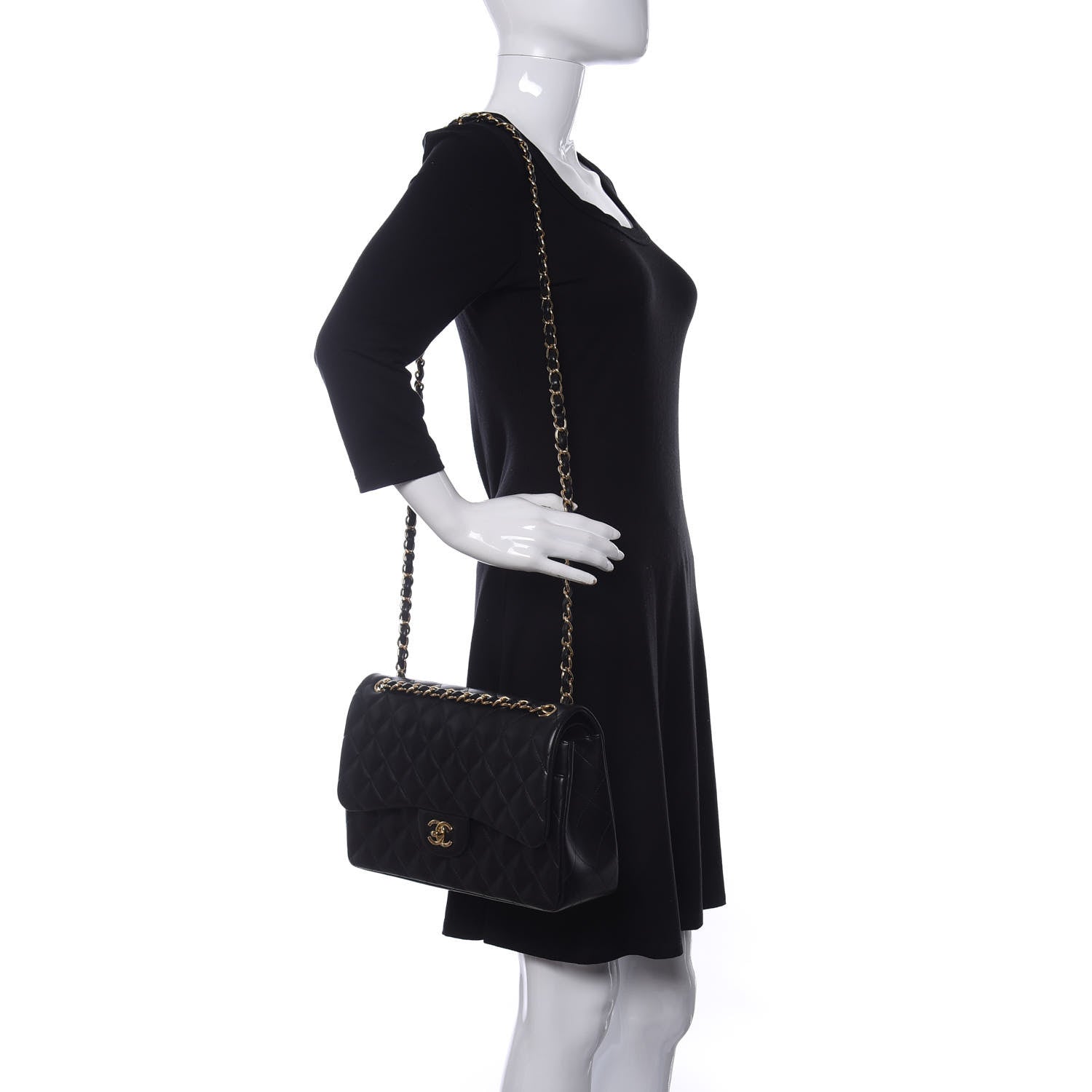 Chanel Lambskin Quilted Jumbo Double Flap Black 2 of 11
