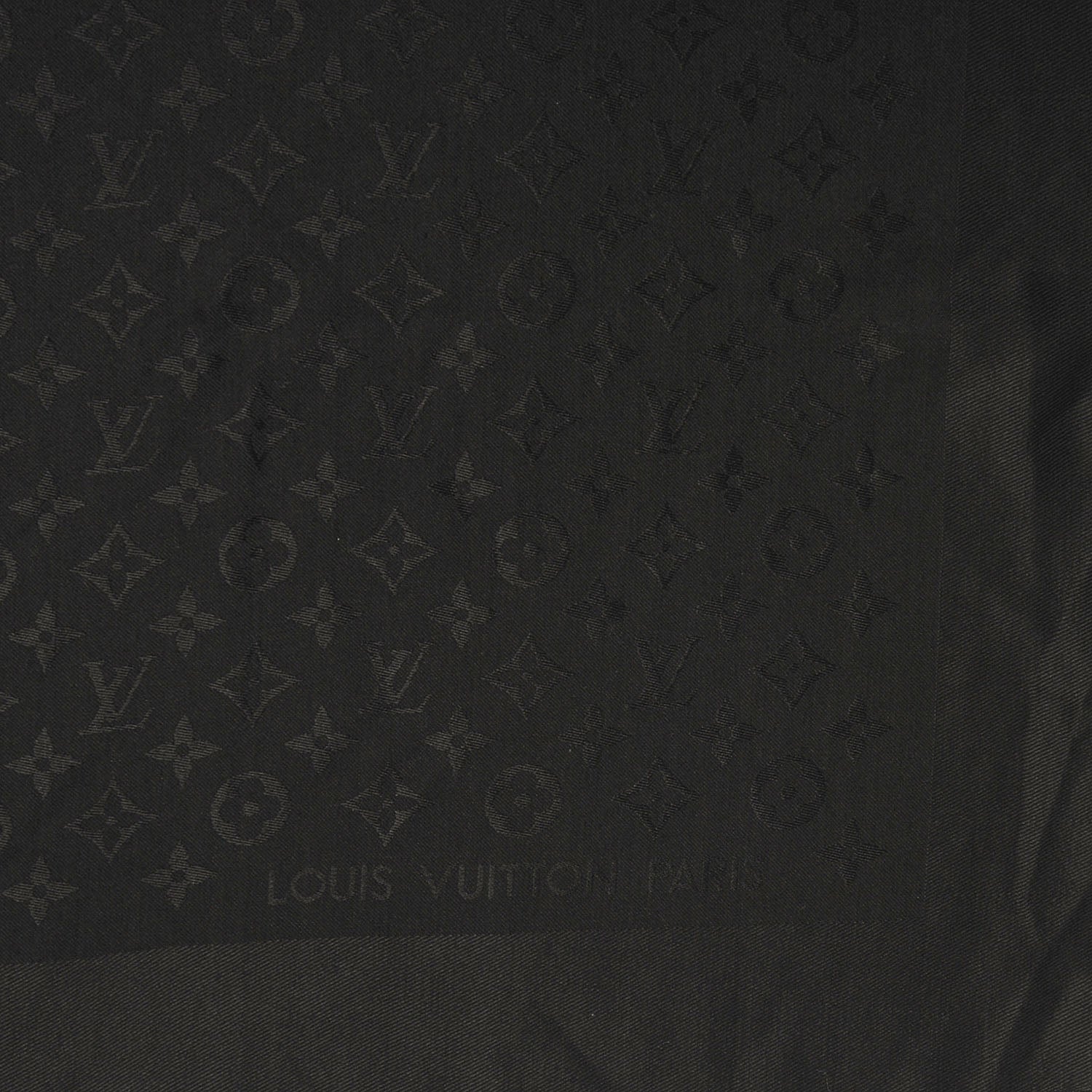Louis Vuitton Silk Wool Monogram Shawl Black 1 of 5