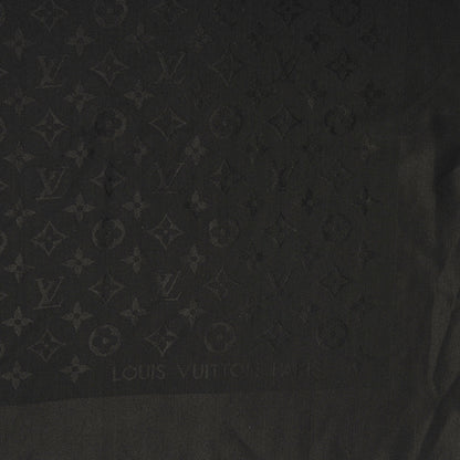 Louis Vuitton Silk Wool Monogram Shawl Black 1 of 5