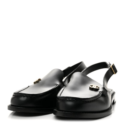 Chanel Calfskin Crystal Slingback Loafers 38 Black 4 of 9