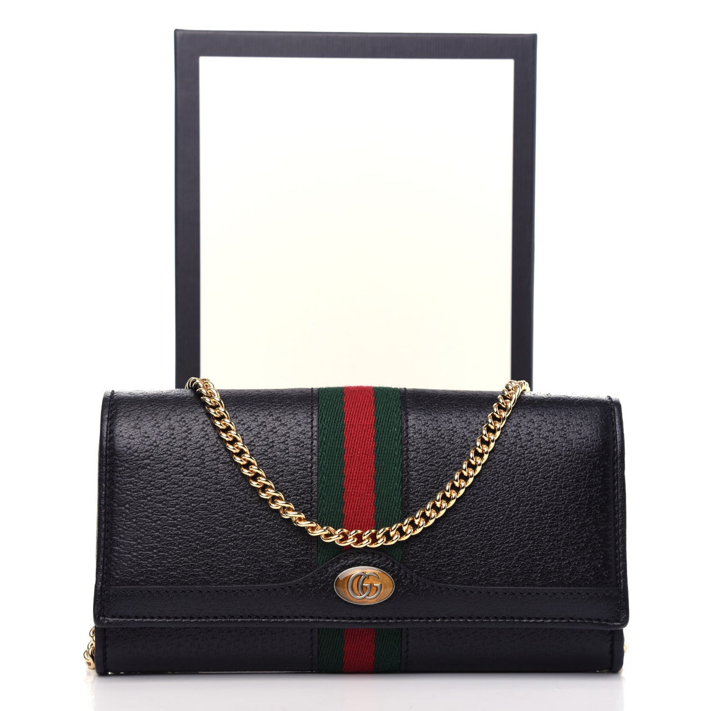 Calfskin Web Ophidia Wallet On Chain Black