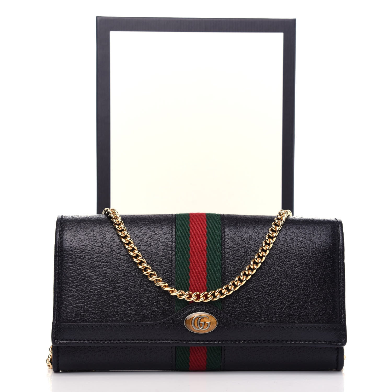 Gucci Calfskin Web Ophidia Wallet On Chain Black 11 of 11