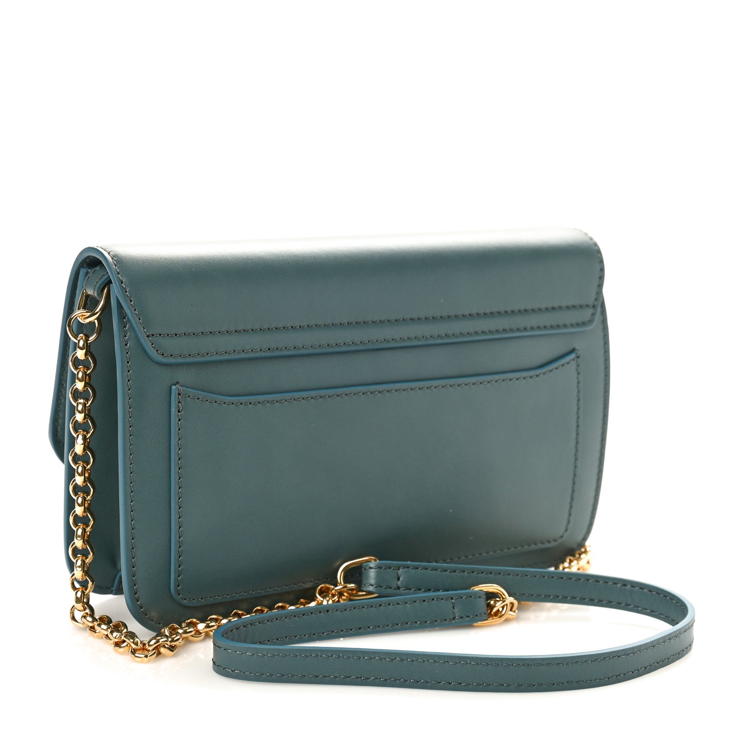 Calfskin Suede C Clutch With Chain Cloudy Blue