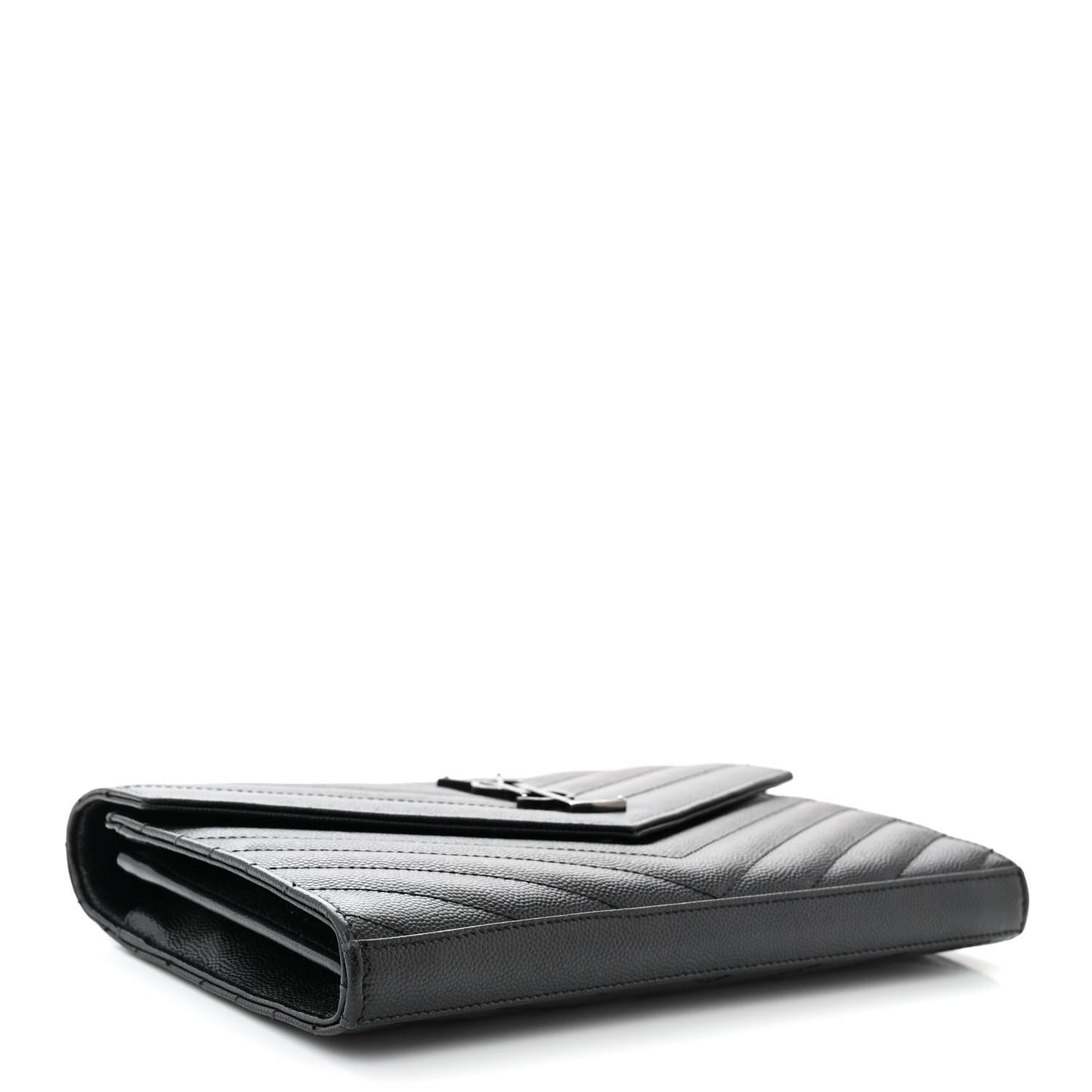 Grain De Poudre Matelasse Chevron Monogram Monochrome Chain Wallet Black