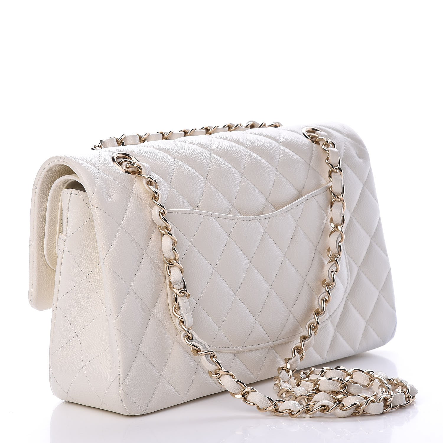 Chanel Caviar Quilted Medium Double Flap White 3 of 14