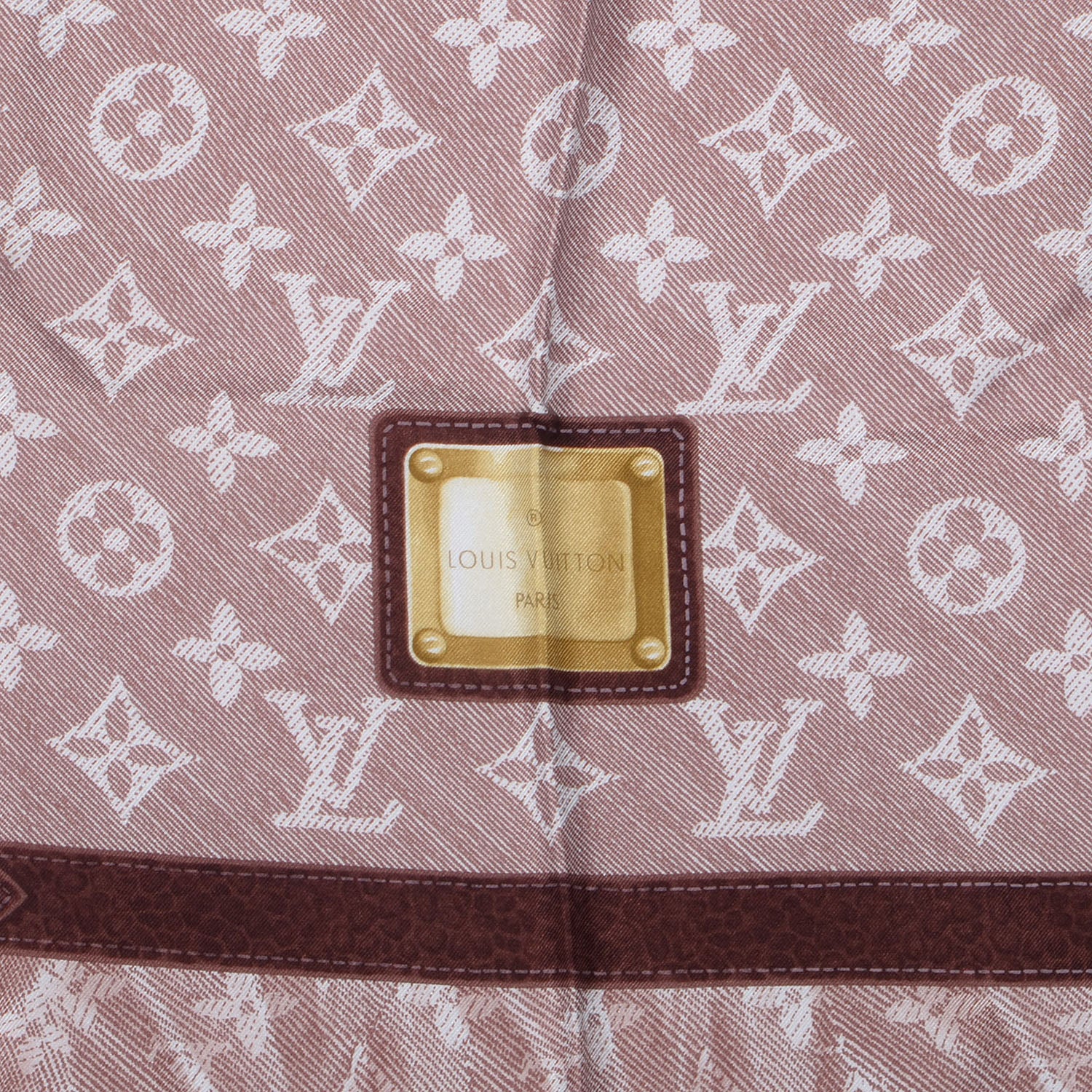 Louis Vuitton Silk Monogram New Denim Bandana Scarf Rose Pale 3 of 5