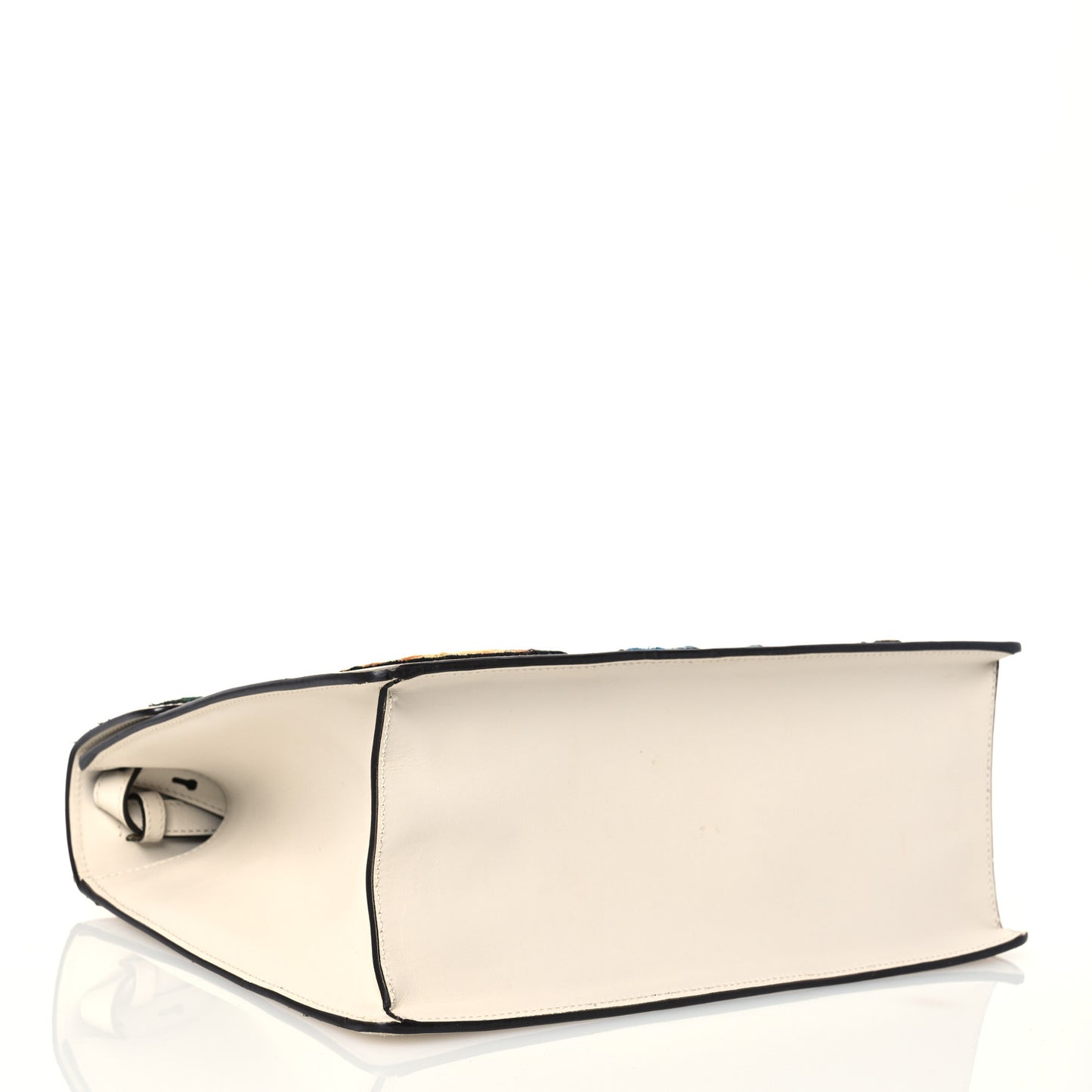 Calfskin Floral Medium Sylvie Top Handle Bag Off White