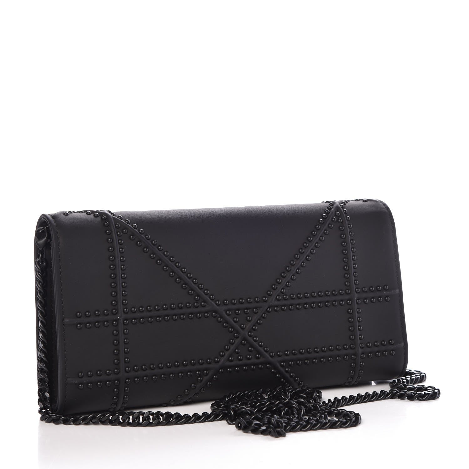 Christian Dior Ultra Matte Calfskin Studded Diorama Croisiere Chain Wallet Black 3 of 8