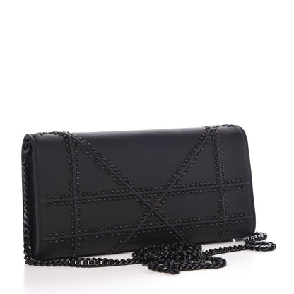 Christian Dior Ultra Matte Calfskin Studded Diorama Croisiere Chain Wallet Black 3 of 8
