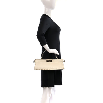 Fendi Vitello King Camoscio Metal Stitch Peekaboo I SEE U Horizontal Satchel Pergamena 2 of 10