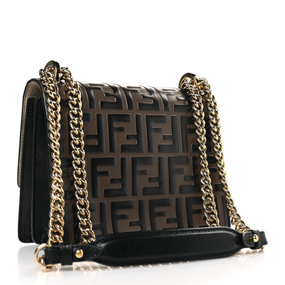Fendi Vitello Liberty Bi-Color FF 1974 Embossed Small Kan U Shoulder Bag Maya Black 3 of 9