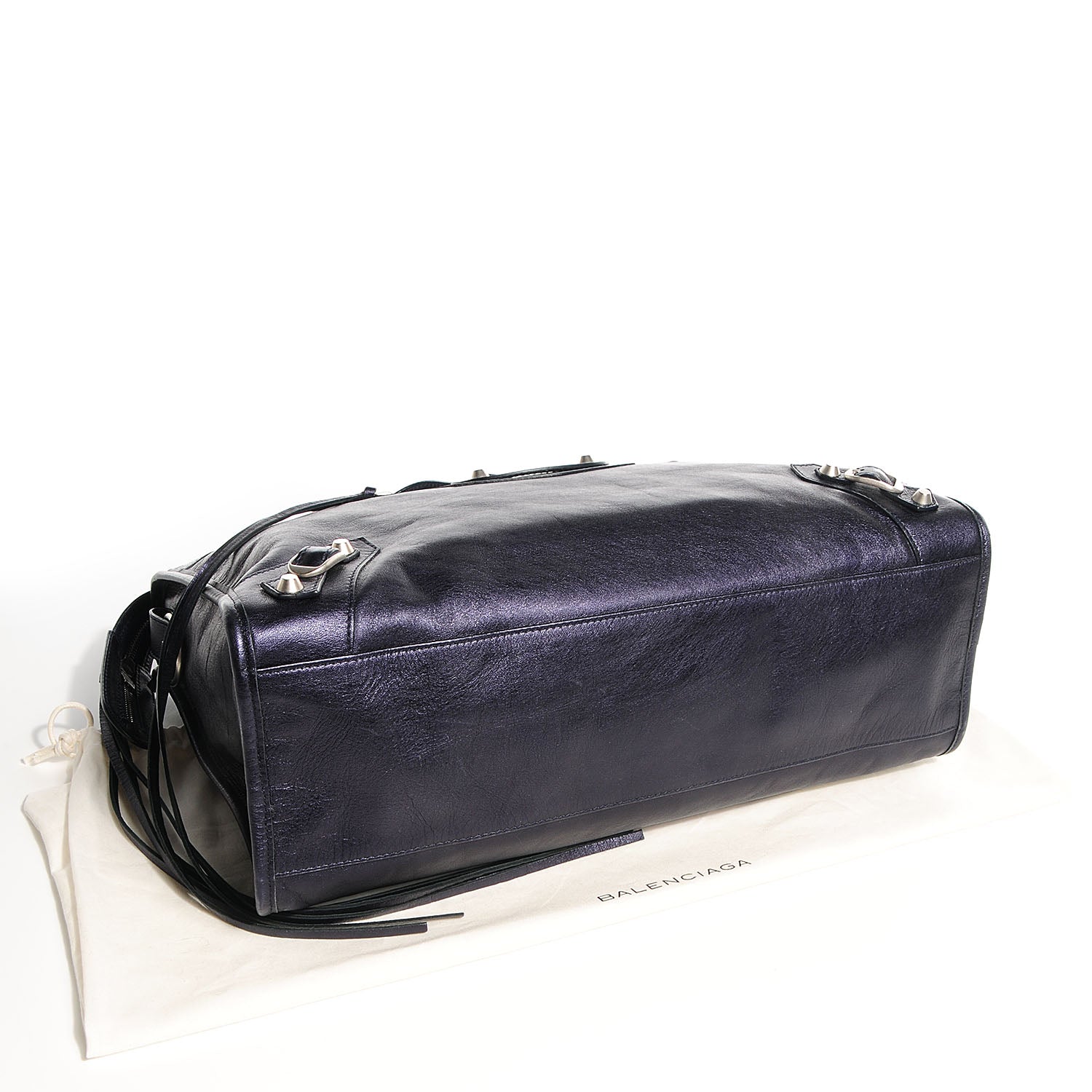 Balenciaga Metallic Agneau Classic Silver Hardware City Dark Purple 8 of 14