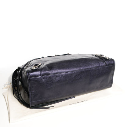 Balenciaga Metallic Agneau Classic Silver Hardware City Dark Purple 8 of 14
