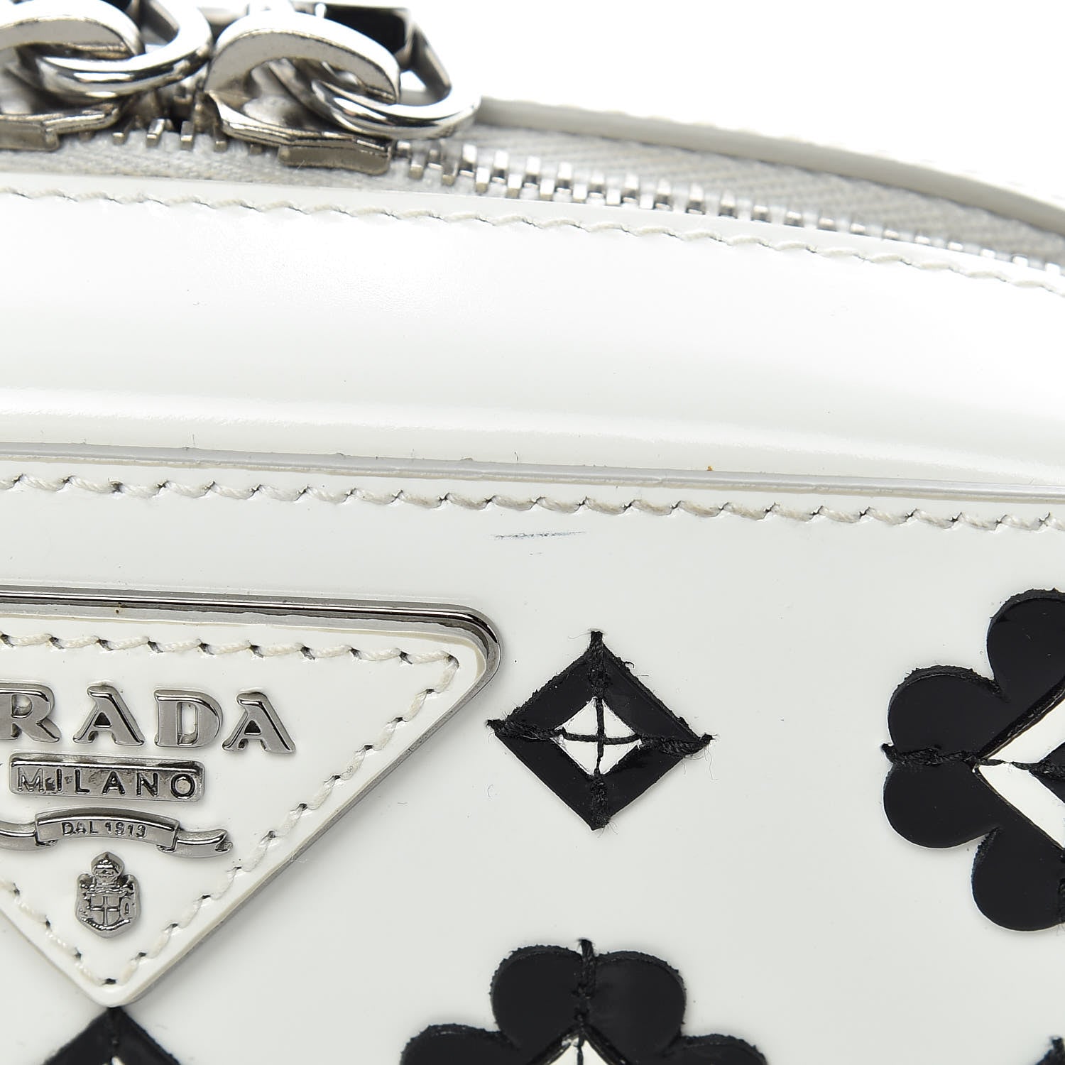 Prada Spazzolato Floral Crossbody White Black 11 of 13