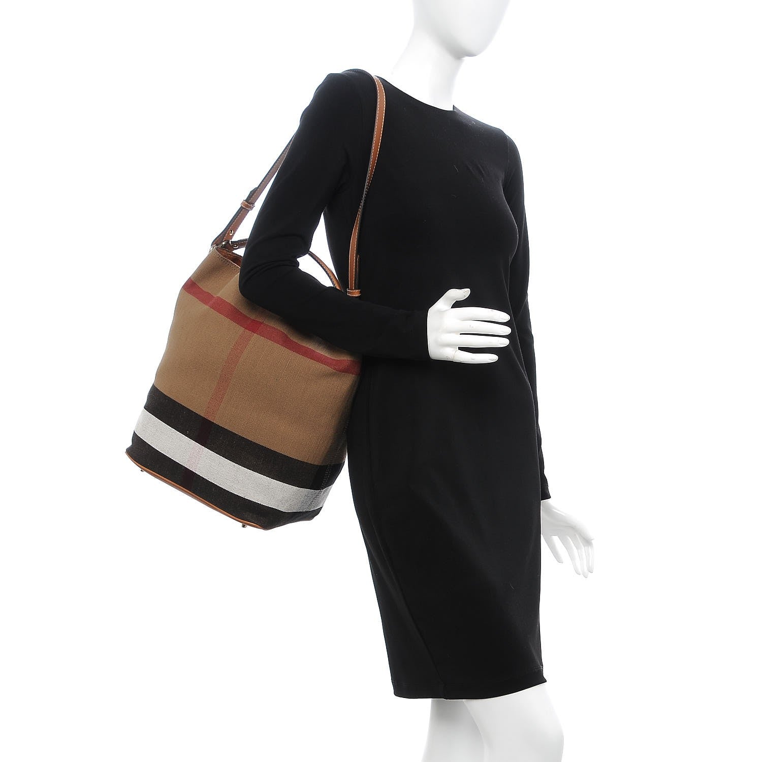 Burberry Canvas Mega Check Medium Ashby Hobo Saddle Brown 2 of 7