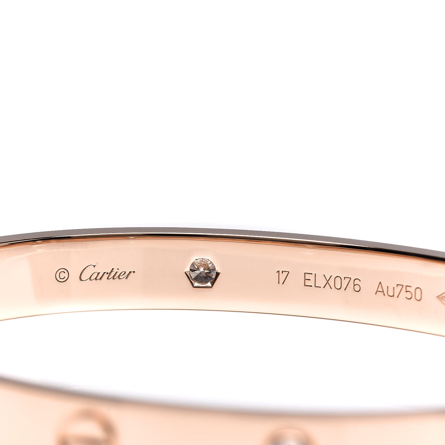 Cartier 18K Pink Gold 4 Diamond LOVE Bracelet 17 4 of 6