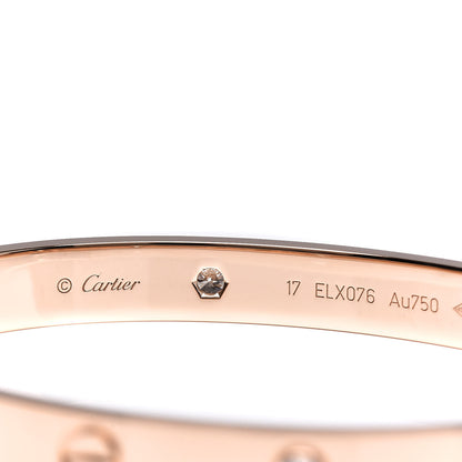 Cartier 18K Pink Gold 4 Diamond LOVE Bracelet 17 4 of 6