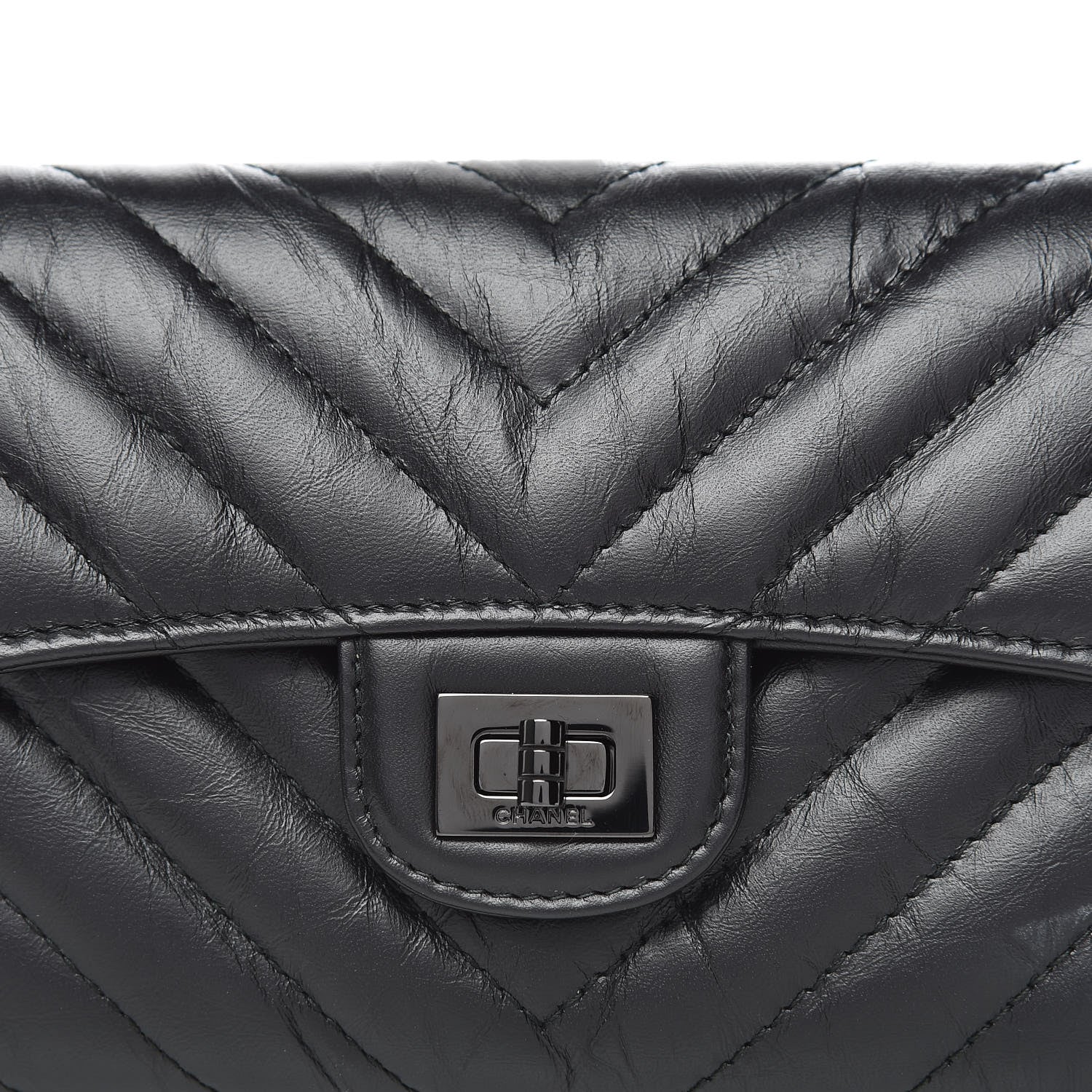 Chanel Aged Calfskin Chevron Quilted Reissue Medium Flap Wallet So Black 10 of 10