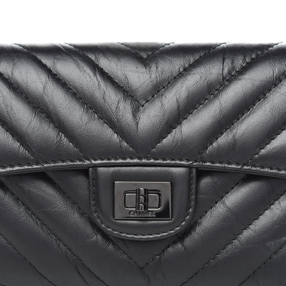 Chanel Aged Calfskin Chevron Quilted Reissue Medium Flap Wallet So Black 10 of 10