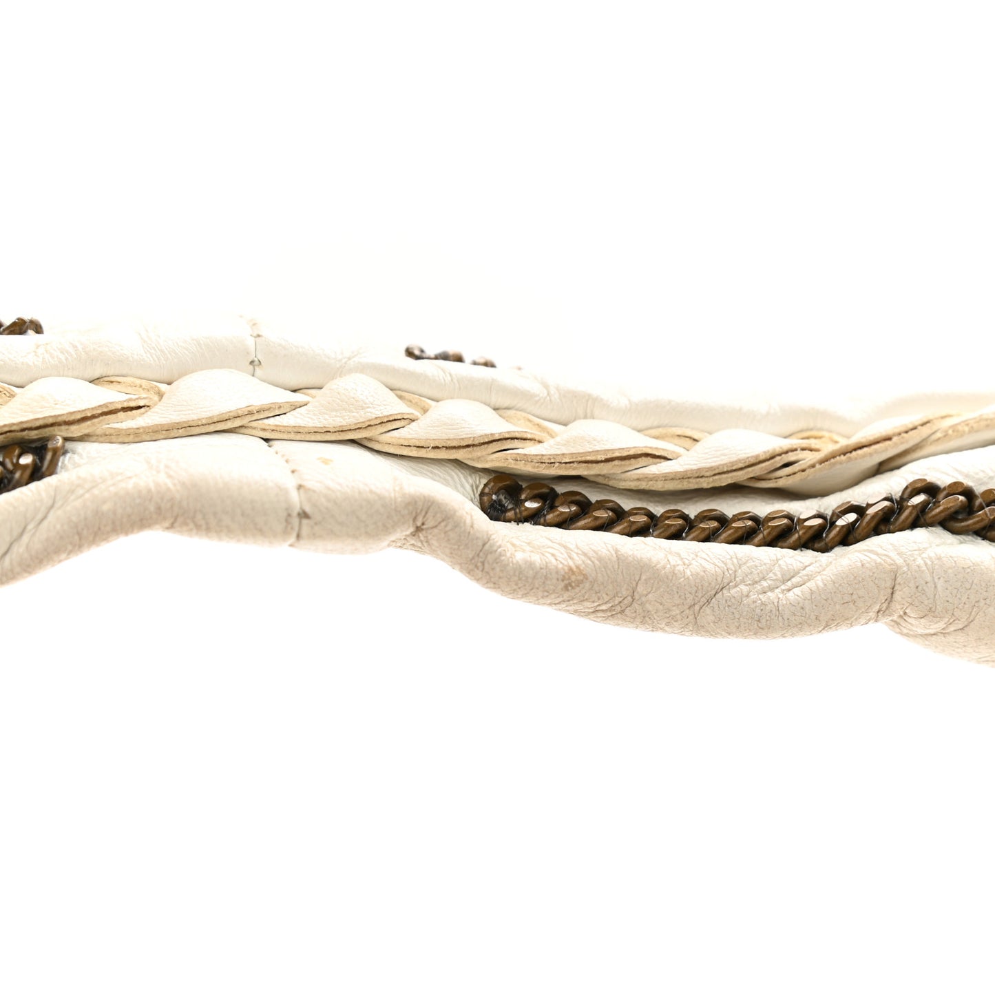 Nappa Intrecciato Medium Veneta Chain Hobo White