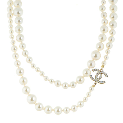 Chanel Graduated Pearl CC Long Necklace Gold 1 of 5