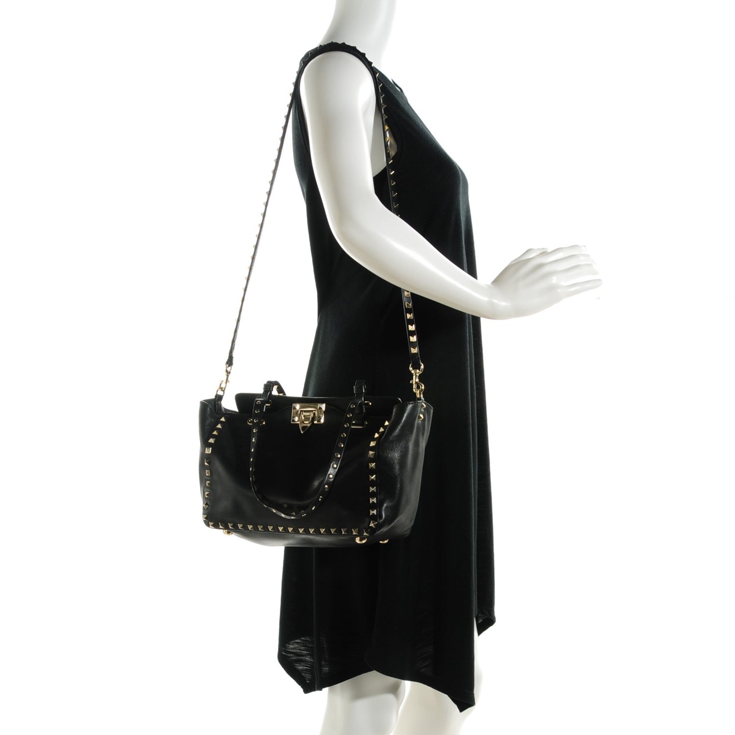 Vitello Small Rockstud Tote Black