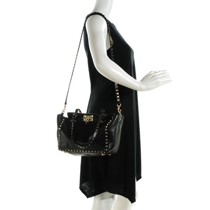 Valentino Garavani Vitello Small Rockstud Tote Black 2 of 7