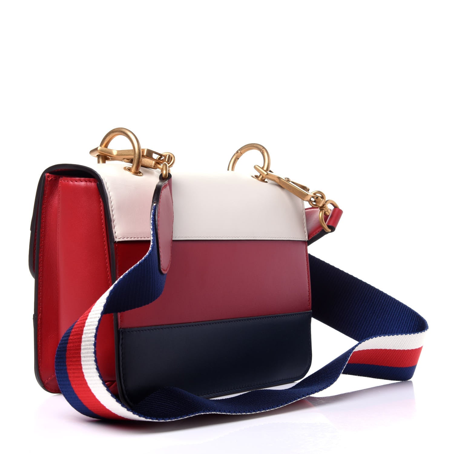 Gucci Calfskin Sylvie Web Queen Margaret Shoulder Bag Blue Agata Hibiscus Red Mystic White 3 of 12