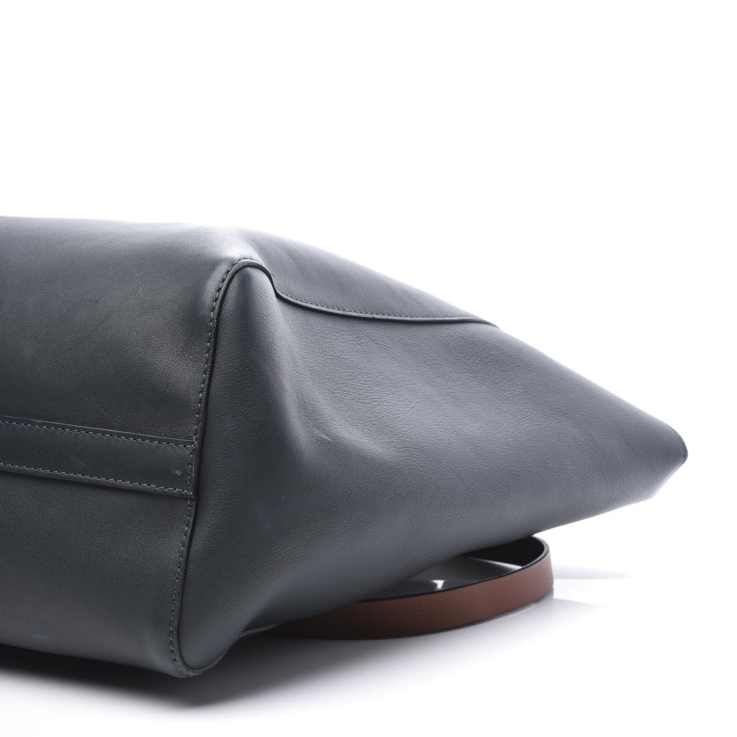 Calfskin Grommet Detail Tote Dark Emerald