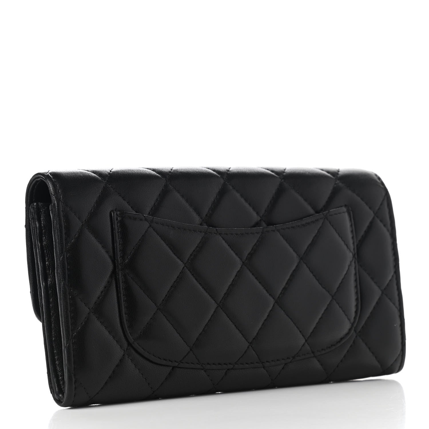 Chanel Lambskin Quilted Large Gusset Flap Wallet Black 3 of 10