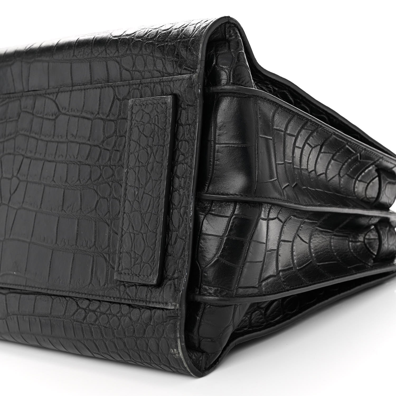 Saint Laurent Calfskin Crocodile Embossed Medium Supple Sac de Jour Black 9 of 14