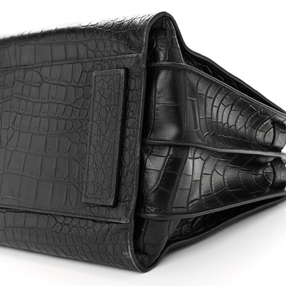 Saint Laurent Calfskin Crocodile Embossed Medium Supple Sac de Jour Black 9 of 14