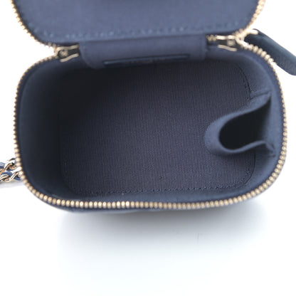 Chanel Caviar Quilted Mini Vanity Case With Chain Navy Blue 5 of 11