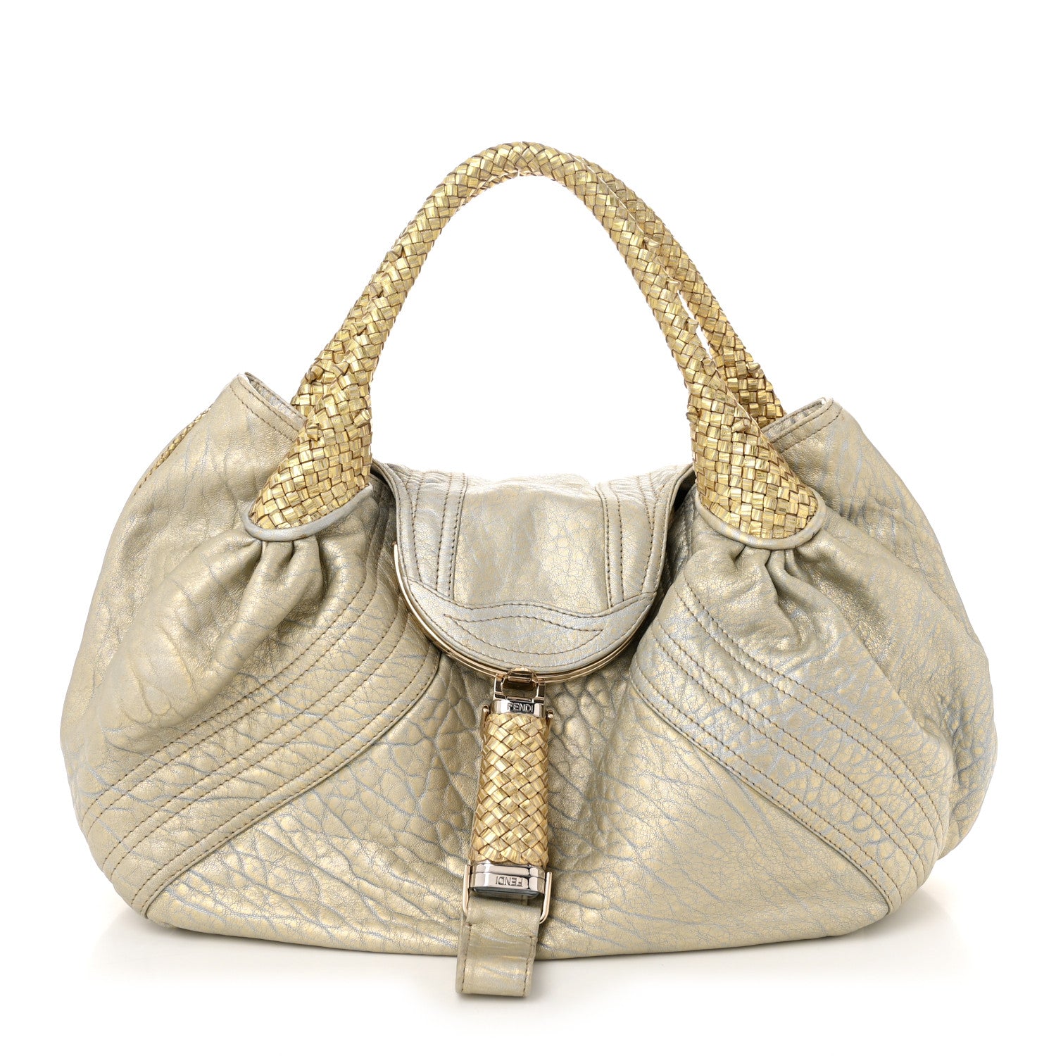 Fendi Nappa Nuvolata Bimetal Spy Oro Argento 1 of 10